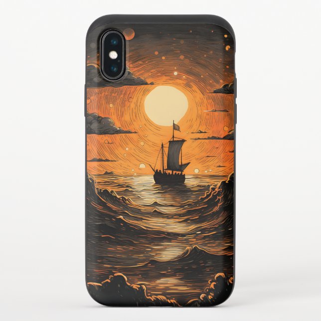 Ship sailing in the night  uncommon iPhone case (Back)