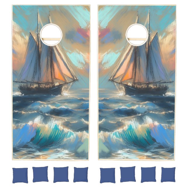 Ship Sailing On The Sea Cornhole Set (Set)