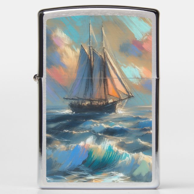Ship Sailing On The Sea Zippo Lighter (Front)