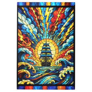 Ship Sailing Through Storm Metal Print