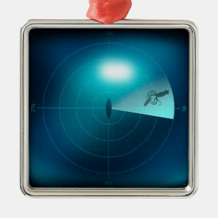 Ship Sonar Detecting Kraken Sea Monster Nautical Metal Ornament