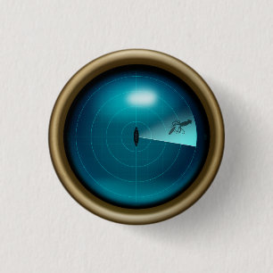 Ship Sonar Image of a Kraken Nautical Steampunk Button