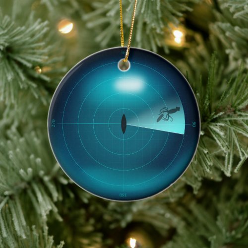 Ship Sonar Screen Kraken Giant Squid Nautical Ceramic Ornament
