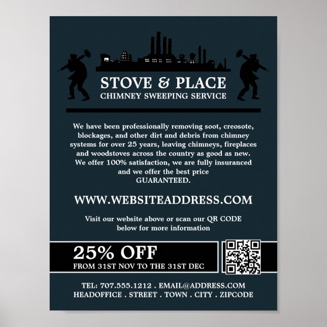 Ship & Sweepers Design, Chimney Sweeping Service Poster (Front)