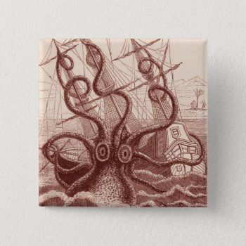 Ship Vs. Octopus Button by lostlit at Zazzle