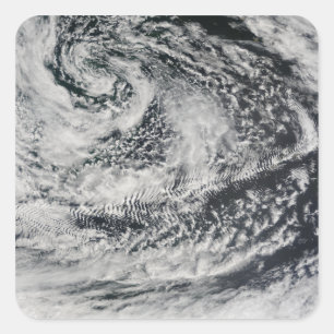 Ship-wave-shaped wave clouds 2 square sticker
