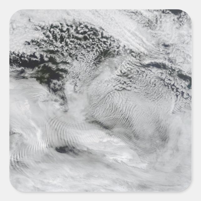Ship-wave-shaped wave clouds square sticker (Front)