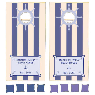 Ship Wheel and Anchor Nautical Cornhole Set