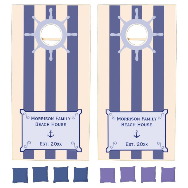 Ship Wheel and Anchor Nautical Cornhole Set (Set)