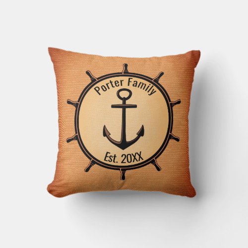 Ship Wheel And Anchor Throw Pillow