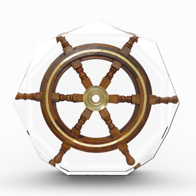 Ship Wheel Helm Nautical Acrylic Award (Front)