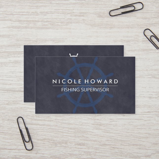 Ship Wheel Icon Business Card (Front/Back In Situ)