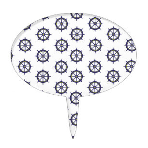 Ship Wheel Navy Nautical Boat Captain Sailors Cake Topper
