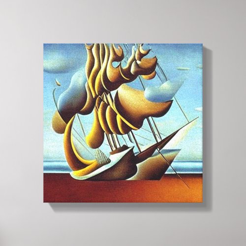 Ship with storm filled sails canvas print