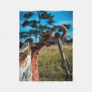 Ship Wreck Vintage Ship Boat Anchor Chain Fleece Blanket