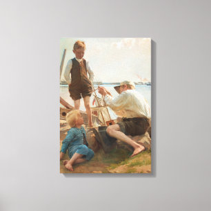 Shipbuilders (by Albert Edelfelt) Canvas Print