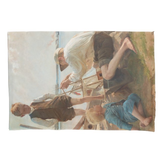 Shipbuilders (by Albert Edelfelt) Pillow Case (Front-Left)