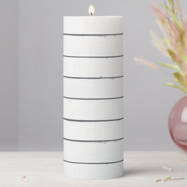 Shiplap Rustic Beach Design Pillar Candle (In Situ)