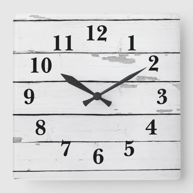 Shiplap Rustic Farmhouse Square Wall Clock (Front)