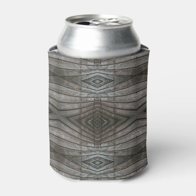 Shiplap Wood Planks Perspective Southwest Pattern Can Cooler (Can Front)
