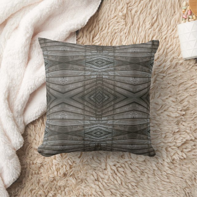 Shiplap Wood Planks Perspective Southwest Pattern Throw Pillow (Blanket)