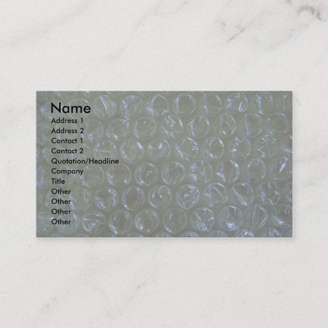 Shipping Business Card On Bubble Wrap (Front)