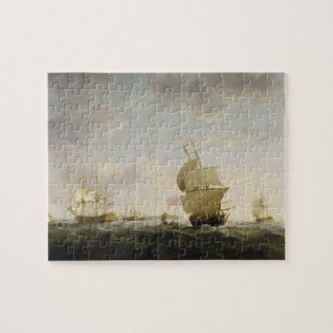 Shipping in the English Channel, c.1755 (oil on ca Jigsaw Puzzle