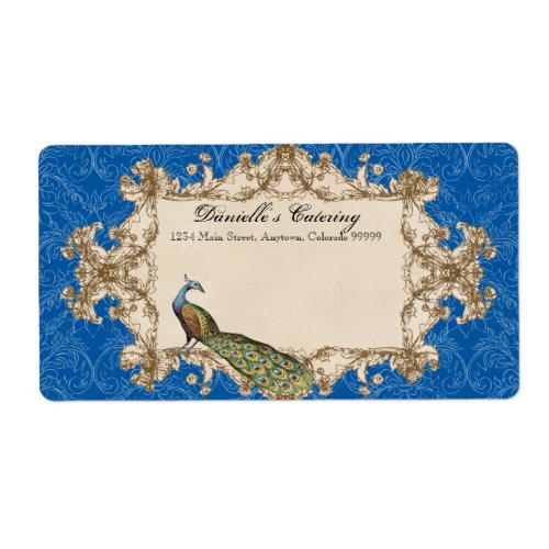 Shipping Labels - Blue Vintage Peacock & Etchings