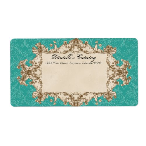 Shipping Labels - Teal Vintage Peacock & Etchings