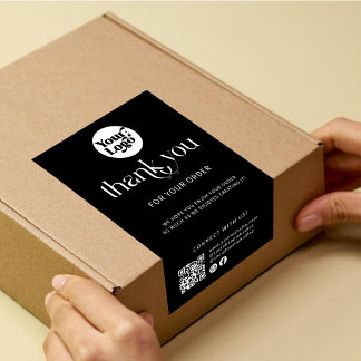 Shipping Logo QR Code Thanks Black Box Seal Label