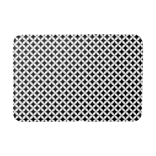Shippo Japanese Black And White Geometric Pattern Bath Mat (Front)
