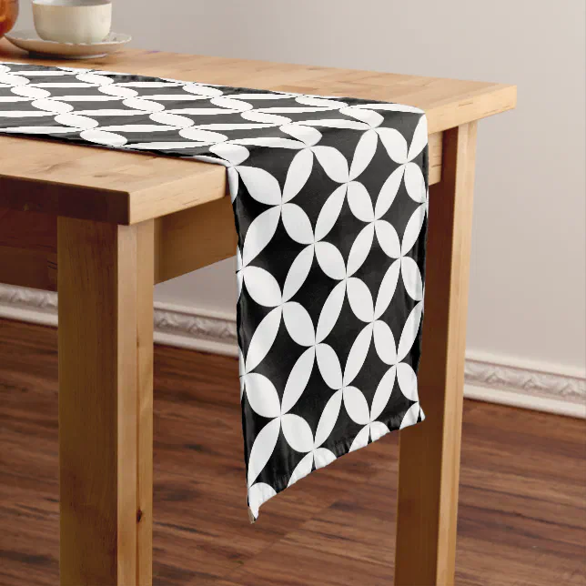 Shippo Japanese Black And White Geometric Pattern Medium Table Runner ...