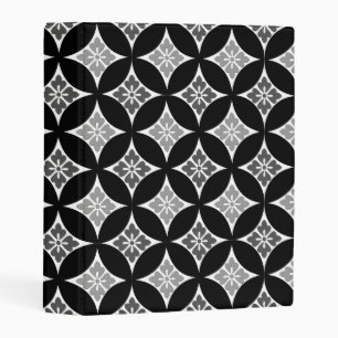 Shippo with Flower Motif, Black, White and Gray Mini Binder