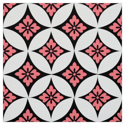 Shippo with Flower Motif, Black, White and Pink Fabric
