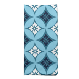 Shippo with Flower Motif, Blue and White Cloth Napkin