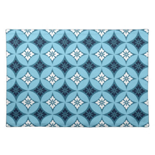 Shippo with Flower Motif, Blue and White Cloth Placemat