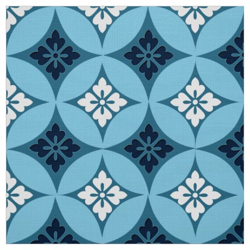 Shippo with Flower Motif, Blue and White Fabric