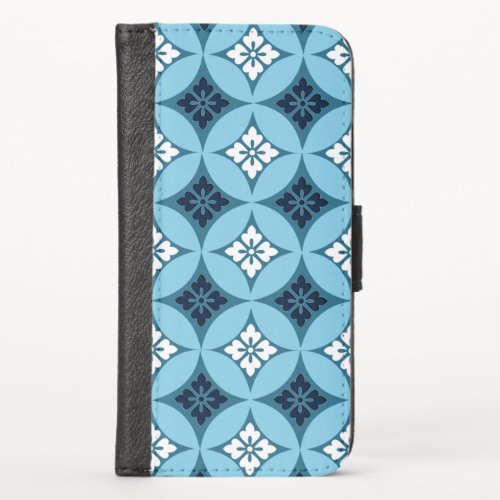 Shippo with Flower Motif Blue and White iPhone X Wallet Case