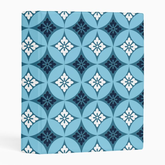 Shippo with Flower Motif, Blue and White Mini Binder (Front/Spine)