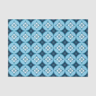 Shippo with Flower Motif, Blue and White Tissue Paper