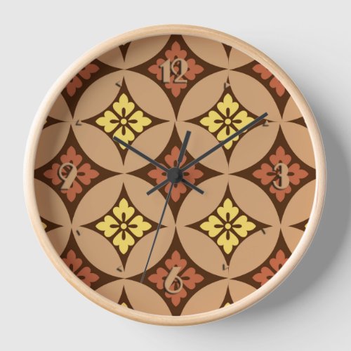 Shippo with Flower Motif Brown and Golden Yellow Clock