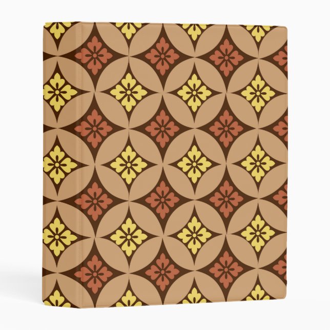 Shippo with Flower Motif, Brown and Golden Yellow Mini Binder (Front/Spine)