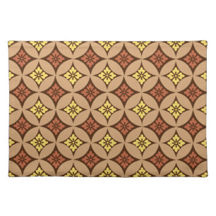 Shippo with Flower Motif, Brown and Golden Yellow Placemat