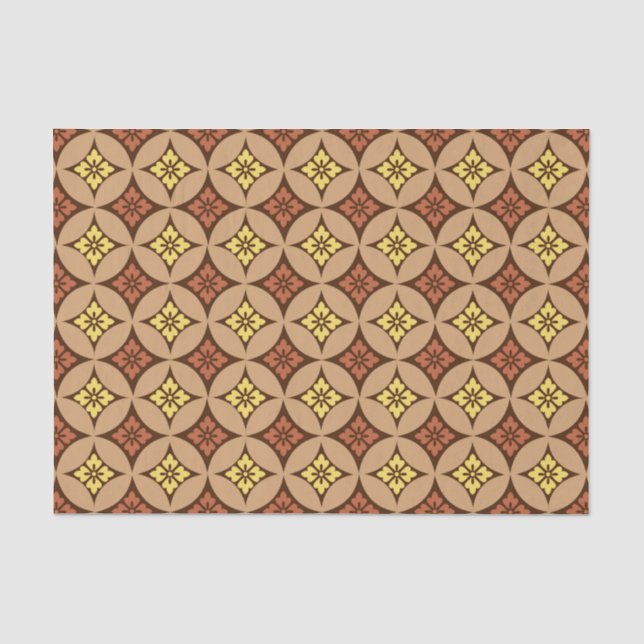 Shippo with Flower Motif, Brown and Golden Yellow Tissue Paper (Front)