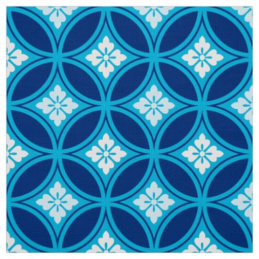 Shippo with Flower Motif, Deep Indigo Blue Fabric
