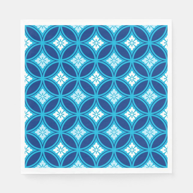 Shippo with Flower Motif, Deep Indigo Blue Napkins (Front)