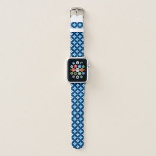 Shippo with Flower Motif, Indigo Blue and White Apple Watch Band