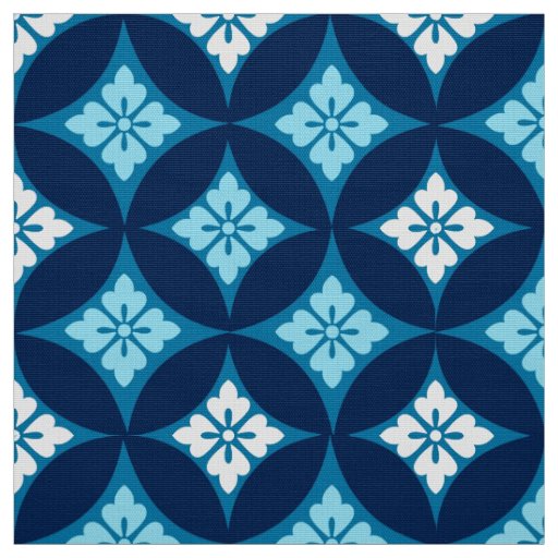 Shippo with Flower Motif, Indigo Blue and White Fabric