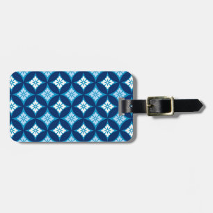 Shippo with Flower Motif, Indigo Blue and White Luggage Tag