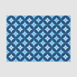 Shippo with Flower Motif, Indigo Blue and White Tissue Paper